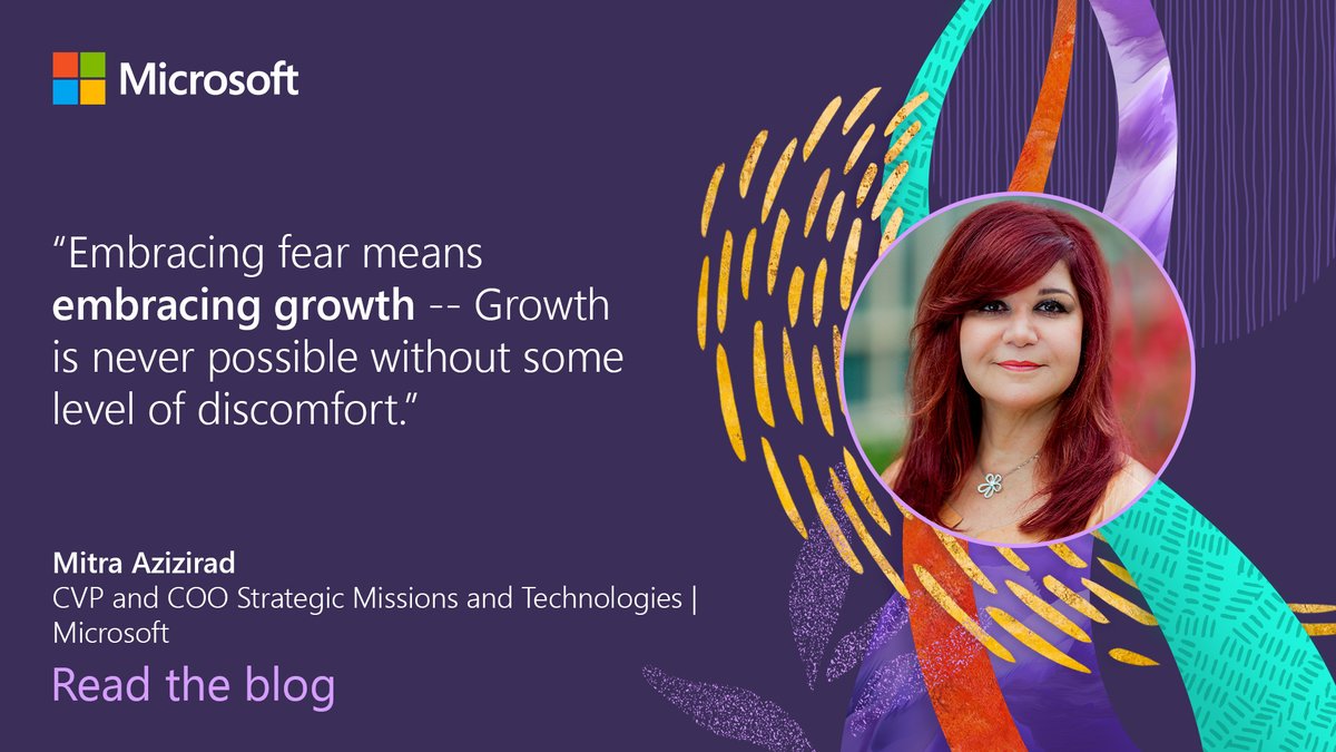 I'm honored to be featured in @Microsoft’s spotlight blog series, “Women in Tech,” where I reflect on my path to technology and how curiosity and a healthy dose of fear have inspired and driven my career. aka.ms/AAgh5h8 #WITThoughtLeader #MSIndustryVoices #MSFTAdvocate
