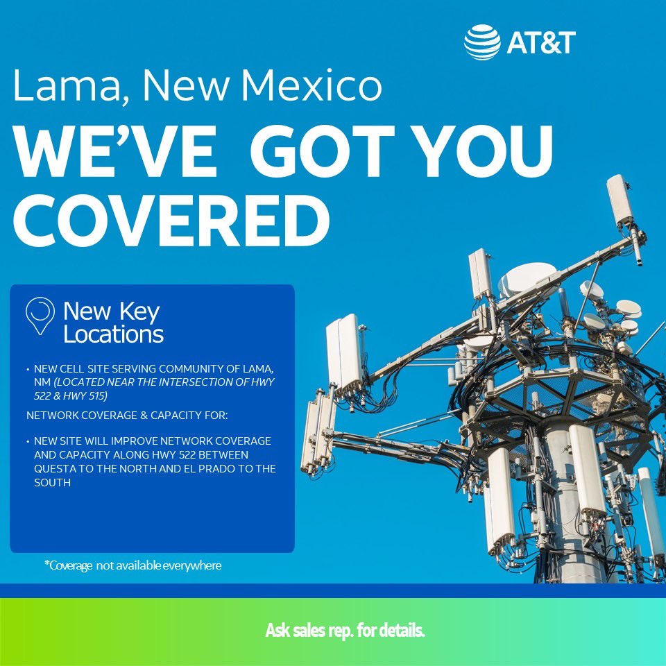 DesertSW_'s tweet photo. We are excited to announce 3 new network updates for New Mexico!!! π€©
DSW we have you COVERED! Stay connected with increased capacity and expanded coverage. Visit a store today to learn more about the network near you!
#DSWVillage #ASiteIsBorn #ATT #G2NHdesert https://t.co/OZXyEZ1wMs