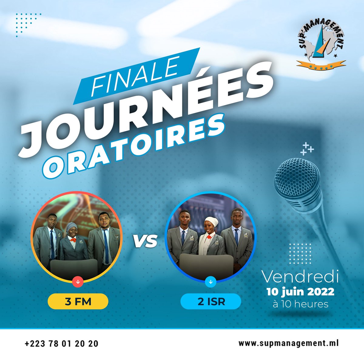 supmali's tweet photo. 🎤 [Du choc des idées jaillit la lumière.] Après des mois de confrontations, il ne reste plus que deux équipes. La finale des débats interclasses aura lieu ce vendredi 10 juin 2022 à 10 heures.
Sup’Management, la forge des champions !!!

#SupManagement #3xChampions #Debat #debate https://t.co/Who2VEG2Fx