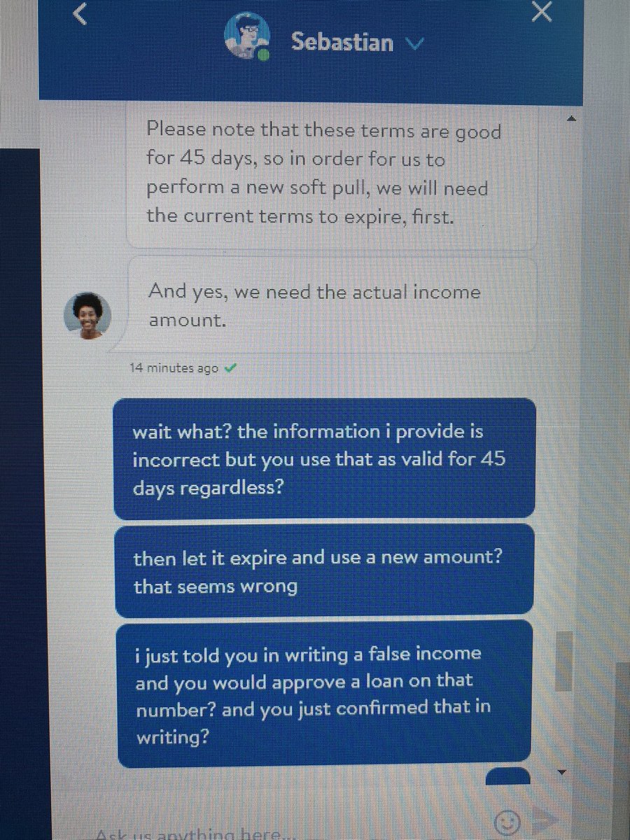 BrentTrenga's tweet photo. @Carvana wow so your agent just told me they don’t care i disclose the wrong income and would approve a loan, then proceeded to not reply after my comments back #greatcustomerservice #illegal #fail #unreliable https://t.co/Q1vi4zq8IU
