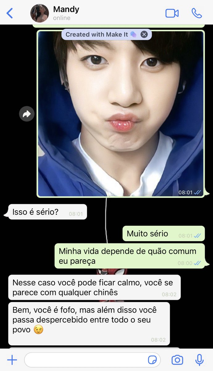 Jjkbxnny's tweet photo. • Jikook au #Descoberto 

004 - “Acredita em mim, agora? Pt2”

📱 Jk 

( Mandy é a amiga que jk fez quando foi para os EUA) https://t.co/FGvmDAPMXY