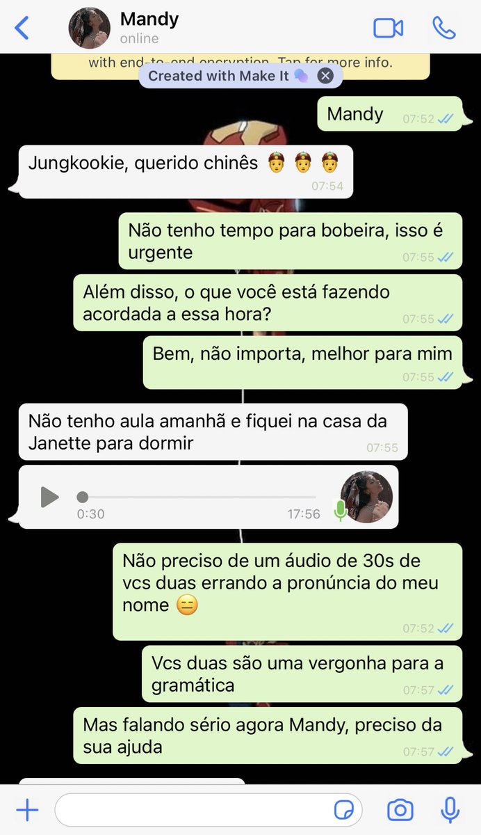 Jjkbxnny's tweet photo. • Jikook au #Descoberto 

004 - “Acredita em mim, agora? Pt2”

📱 Jk 

( Mandy é a amiga que jk fez quando foi para os EUA) https://t.co/FGvmDAPMXY
