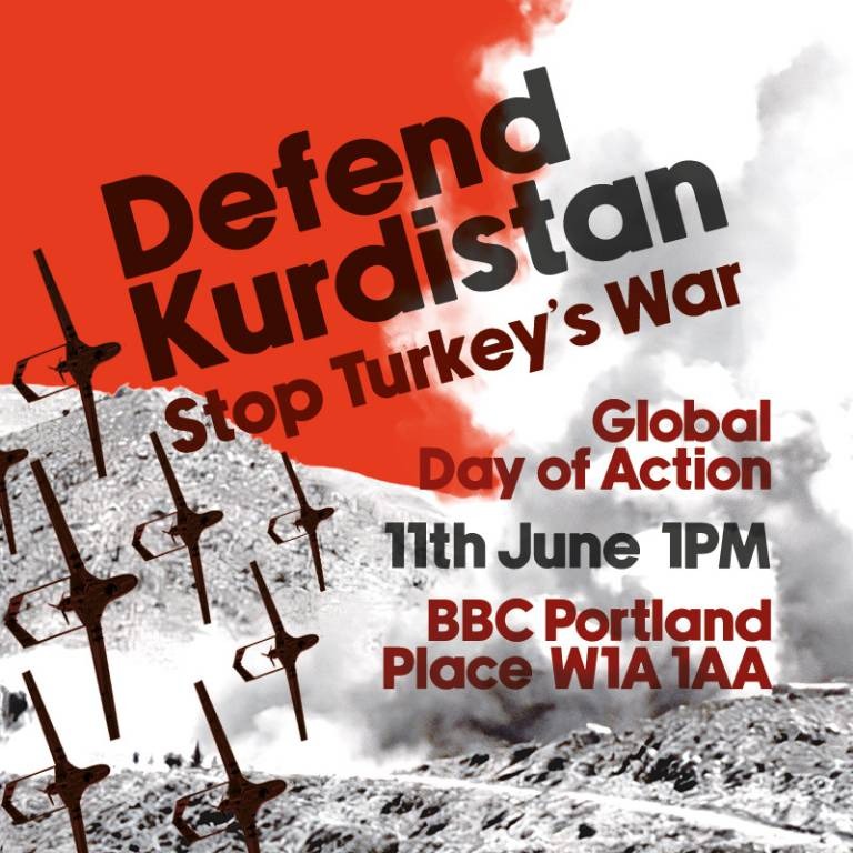The UK government has for years been complicit in the Turkish state's genocidal attacks on Kurds.

Join us to #DefendKurdistan and demand that the UK stop selling arms to Turkey!

11 June 2022
11am EDINBURGH. 1pm LONDON.