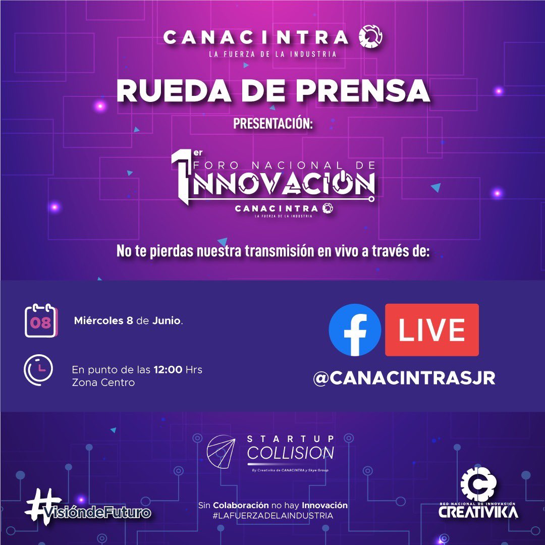 CANACINTRAMex's tweet photo. 🕹️🌐𝟭𝗲𝗿. 𝗙𝗼𝗿𝗼 𝗡𝗮𝗰𝗶𝗼𝗻𝗮𝗹 𝗱𝗲 #𝗜𝗻𝗻𝗼𝘃𝗮𝗰𝗶𝗼́𝗻
💡 𝟳 𝘆 𝟴 𝗱𝗲 𝗝𝘂𝗹𝗶𝗼, San Juan del Río, Querétaro

¡𝑉𝑖𝑣𝑒 𝑙𝑎 𝑖𝑛𝑛𝑜𝑣𝑎𝑐𝑖𝑜́𝑛!

#ForoInnovaciónCANACINTRA #Creativika #RedNacionalNodos 

Conoce todos los detalles en: https://t.co/A5ipH0Odc0 https://t.co/3BVZeMjkC8