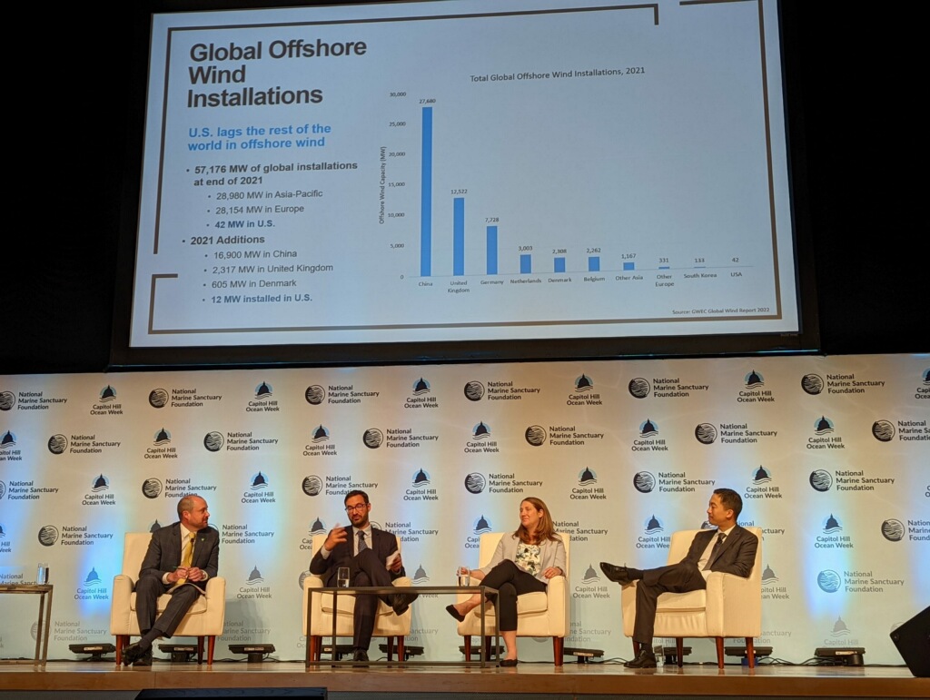 USCleanPower's tweet photo. “The status quo of the ocean has changed &amp; the oceans are absorbing the most negative effects of #ClimateChange,” said ACP’s @JoshKaplowitz during a #CHOW2022 panel. “Conservation &amp; #OffshoreWind are not mutually exclusive &amp; we can’t meet our climate goals without offshore wind.” https://t.co/NvMVRPHtXu