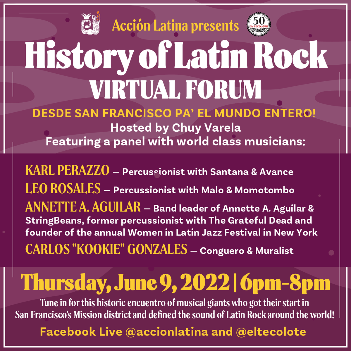 eltecolotesf's tweet photo. We hope to see some @LATACO fam at our virtual forum on the history of #Latinrock this Thursday on Facebook live https://t.co/gFmhfH1Ued
#BaytoLA /worldwide! https://t.co/JW9msoU5Ww