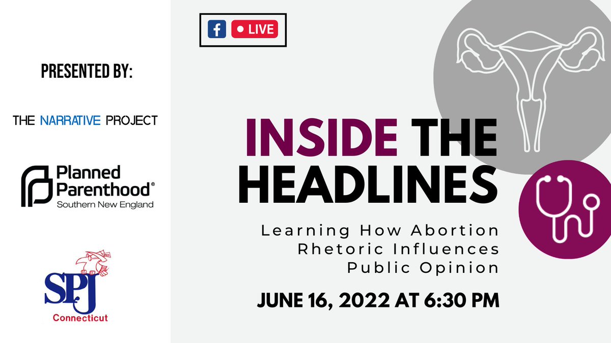 TNP_CT's tweet photo. Join us!
@ppsne and @CTSPJ statewide virtual training will bring together abortion experts and storytellers to better equip reporters and readers with the necessary language and tools to report on and understand abortion care and stories. 
On FB Live

#InsideTheHeadlines https://t.co/dpifwT6ibO