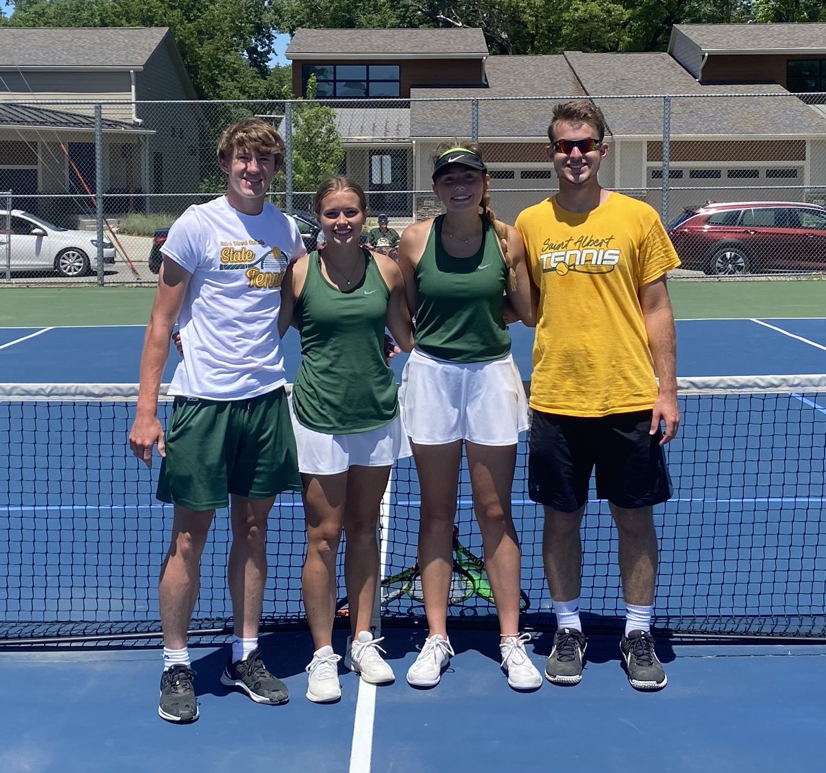 Stalbertsprtfan's tweet photo. Allison &amp; Dan/Landry &amp; Carter competed in Des Moines today at the Iowa High School State Coed Tennis Tournament, the only one in the Nation. Landry and Carter (made Quarters) had wins over Kuemper and Ballard; Allison and Dan had wins over Ballard, Waverly Shell Rock, and Newton. https://t.co/Ware5gHZfM
