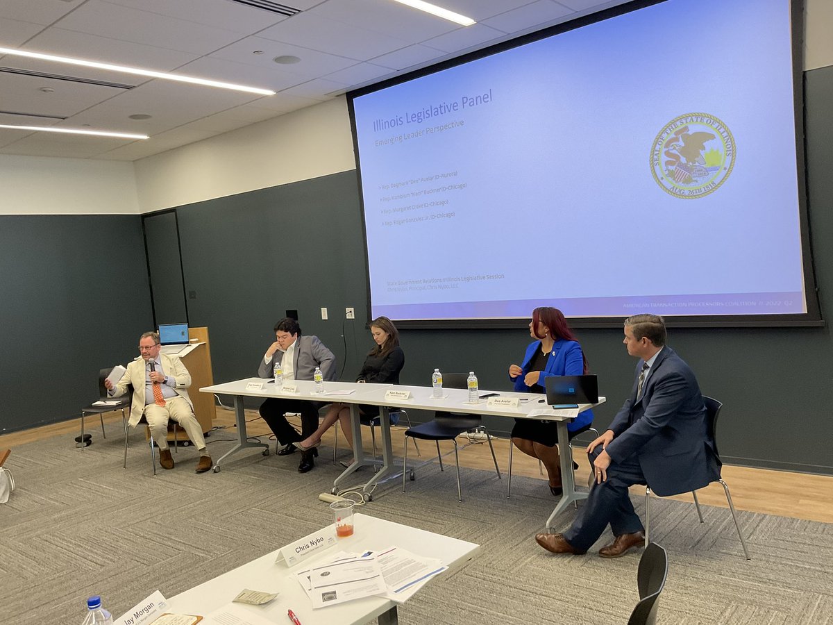 #EmergingLeaders in the Illinois legislature join the <a href="/TransactAlley/">The ATPC</a> board for a discussion on perceptions of our industry <a href="/egonzalezjr96/">Edgar Gonzalez, Jr.</a> @Croke4Illinois <a href="/repdagmara/">State Representative Dagmara Avelar</a>