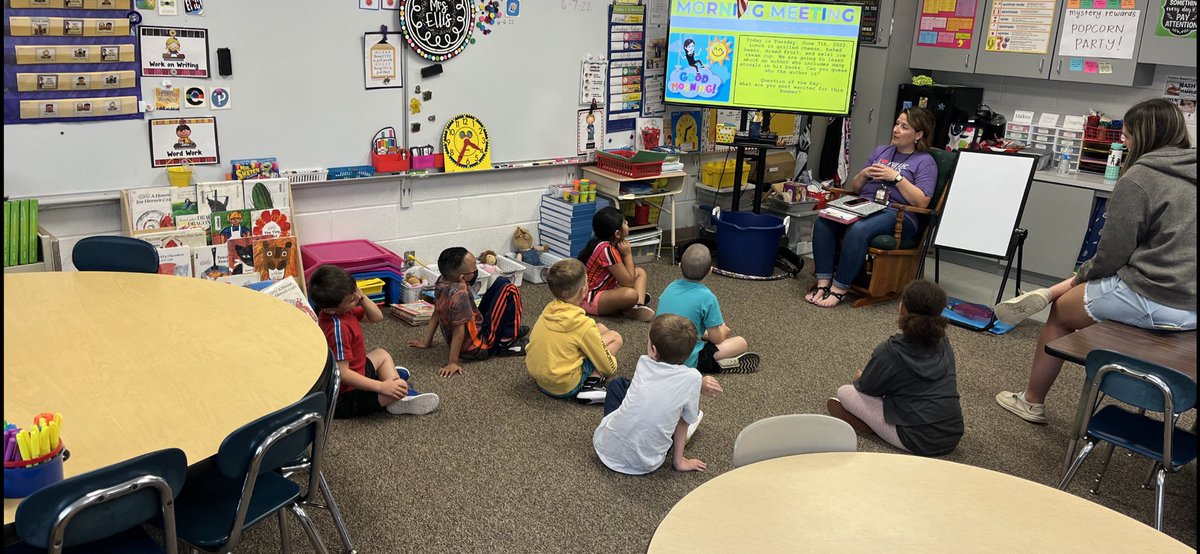BLPanthers1's tweet photo. Day 2 Summer School. Mrs Ellis got the 2nd graders start with a morning meeting, while 3rd graders learned which country they were traveling to first. #PanthersOnTheMove https://t.co/fk3nV83cHv