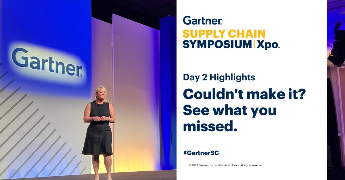 Gartner_inc's tweet photo. Highlights from Day 2 of #GartnerSC:
✅ How customer-centric SC contributes to growth
✅ SC strategies to manage energy cost, security &amp; decarbonization
✅ 2022 Top 25 North American Programs
✅ Lessons from Top 25 leaders

Learn more: https://t.co/fcl0cSqg9V #SupplyChain https://t.co/FWax6vxqc9