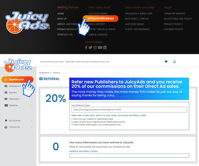 #Affiliates! Refer new #Publishers to JuicyAds and you receive 20% of our commissions on their Direct<a href="/tag/affiliates"class="tags">#Affiliates</a><a href="/tag/publishers"class="tags">#Publishers</a><a href="/tag/referral"class="tags"><span>#referral</span></a><a href="/tag/keepitjuicy"class="tags"><span>#keepitjuicy</span></a><a href="/tag/onlineadvertising"class="tags"><span>#onlineadvertising</span></a><a href="/tag/desktoptraffic"class="tags"><span>#desktoptraffic</span></a>
