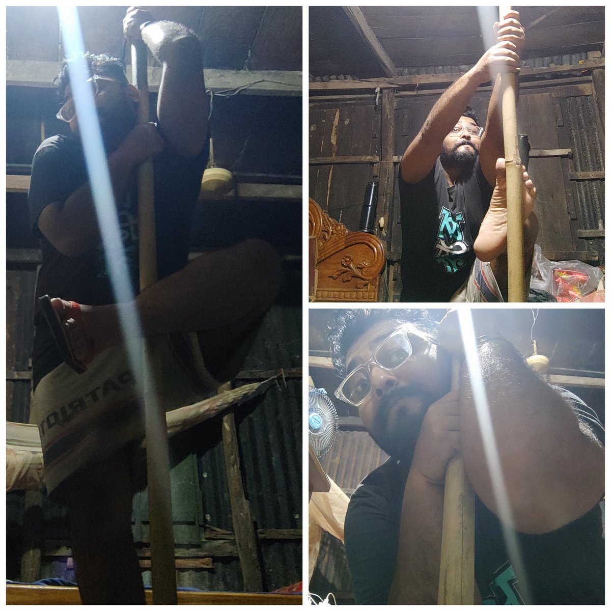 Pandaaa5882's tweet photo. There is no strip club in Bangladesh..So I turned my room into a strip club.. It is not surprising that I have used bamboo for lack of strip pole 🤣🤣..  Just ignore the bamboo  and be part of this craziness lol👯‍♂️🎠
 #1kSVgiveaway #stripperville #strippervillenfts https://t.co/Kgy59n1iya