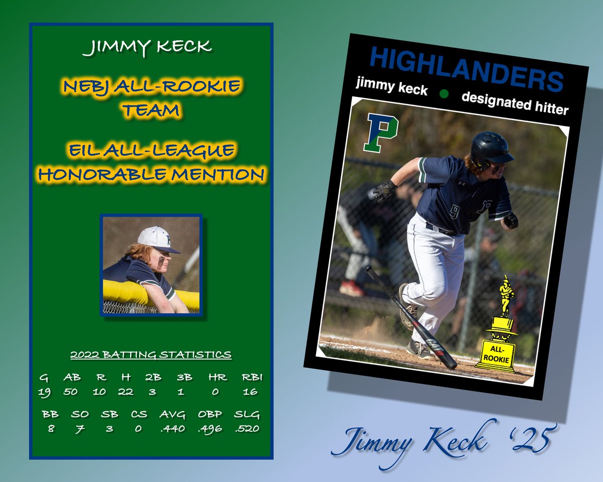 PingreeBase's tweet photo. @jimmykeck0906 receives EIL Honorable Mention and has been named to the @NE_Baseball All-Rookie Team! Huge middle-of-the-lineup bat for the #BoysofPing https://t.co/NVOkGf8k79