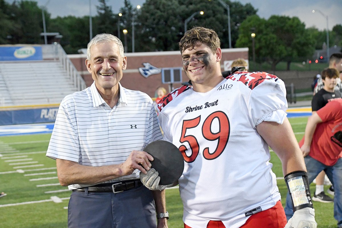 NewsregisterANR's tweet image. The 64th Shrine Bowl game was a unique experience for Gage Griffith, but what happened after the game was even more special. Griffith got the chance to share a moment with fellow Husky legend Tom Kropp, the guy Griffith bested earlier this spring season in the discus. See ANR