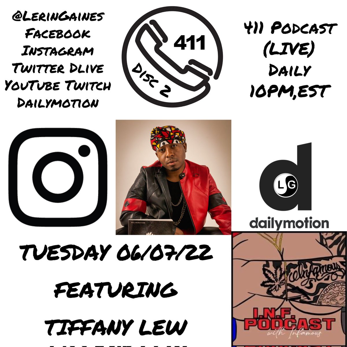 LerinGaines's tweet photo. #411Podcast with #LerinGaines X #TiffanyLew #Streaming #LIVE 06/07/22 @ 10PM,EST @LerinGaines #Facebook #Instagram #YouTube #Twitter #DLIVE #Twitch #DailyMotion #DiscTwo #RemixJournal #TrackSix #ParentalAdvisory #ExplicitContent https://t.co/eiaGsOG9XI