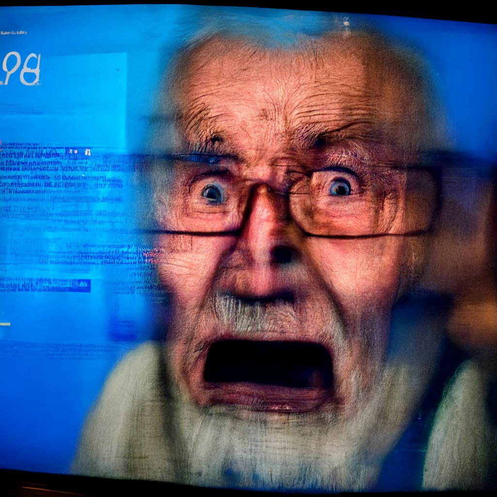 NNNenov's tweet photo. I am proud to release my new AI art series I created last night on the toilet, Old men reacting to blue screen of death, a thread, starting with my favourites  #midjourneyAI https://t.co/sS4DjhMtLi
