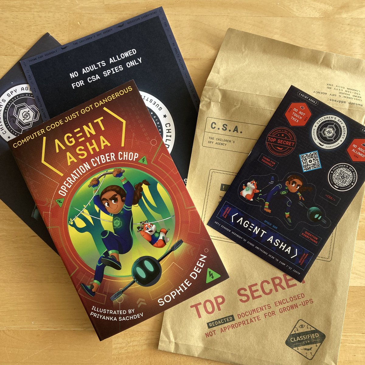 9yo was super excited to receive a mysterious parcel from the CSA (Children’s spy Agency) &amp; apparently now has a top secret mission from <a href="/Sophie_Deen/">Sophie Deen</a> to complete! #OperationCyberChop