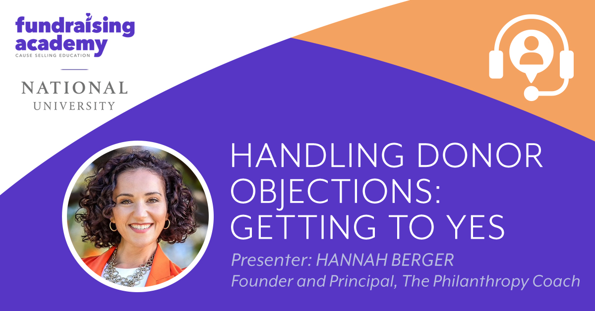CauseSellingEd's tweet photo. Join us tomorrow at 11a.m. PDT for our webinar, “Handing Donor Objections: Getting to Yes,” led by Hannah Berger, founder and principal of The Philanthropy Coach. Instead of trying to avoid objections, let’s embrace them! Register here: https://t.co/UU56dDcgUQ. #CauseSelling https://t.co/GEXHG0Jd4e
