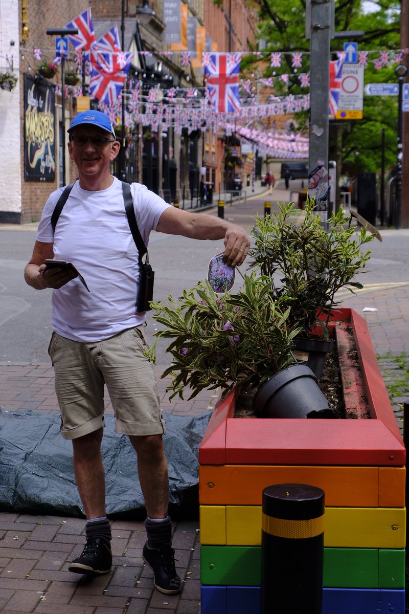 We are adding more shrubs and plants to our Rainbow Planters.
#manchester #gayvillage #rainbowplanters #FOMGV