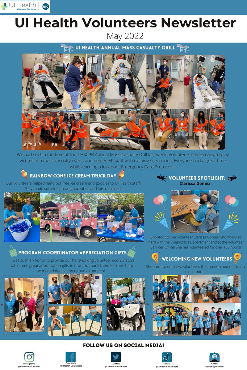 🥳UI HEALTH VOLUNTEERS NEWSLETTER🥳<a href="/UIHealth/">UI Health</a> <a href="/UICBrownCoat/">UIC EM Residency</a> <a href="/UICDom/">University of Illinois Department of Medicine</a> <a href="/thisisUIC/">University of Illinois Chicago</a> <a href="/uiccom/">University of Illinois College of Medicine</a> <a href="/UICnews/">UIC News</a> <a href="/UICCSI/">UICCSI</a> <a href="/uicpublichealth/">UIC School of Public Health</a> <a href="/UIClife/">University of Illinois Chicago Student Affairs</a> @UICHonors <a href="/UIC_CGH/">UIC Global Health</a> <a href="/UICnursing/">UIC Nursing</a> <a href="/UICPharm/">UIC Retzky College of Pharmacy</a> <a href="/BeNobleSchools/">Noble Schools</a> <a href="/ChildrensHosUIC/">CHUI</a> <a href="/UICancerCenter/">University of Illinois Cancer Center</a> <a href="/PACEatNLU/">P.A.C.E. at NLU</a> <a href="/UICReady/">UIC Ready</a> <a href="/housingUIC/">UIC Campus Housing</a> <a href="/UICLASGANAS/">LAS GANAS</a> <a href="/UICCUPPA/">UIC CUPPA</a>
