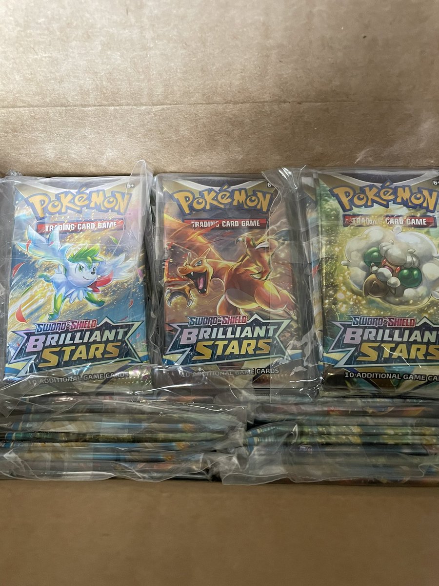 charizardchampp's tweet photo. Wish me luck, great packaging as always @ZulusGameCafe 72 more packs! After these I’ll be close to 200 total opened for Brilliant Stars ✨ https://t.co/GBLYpuDmTn