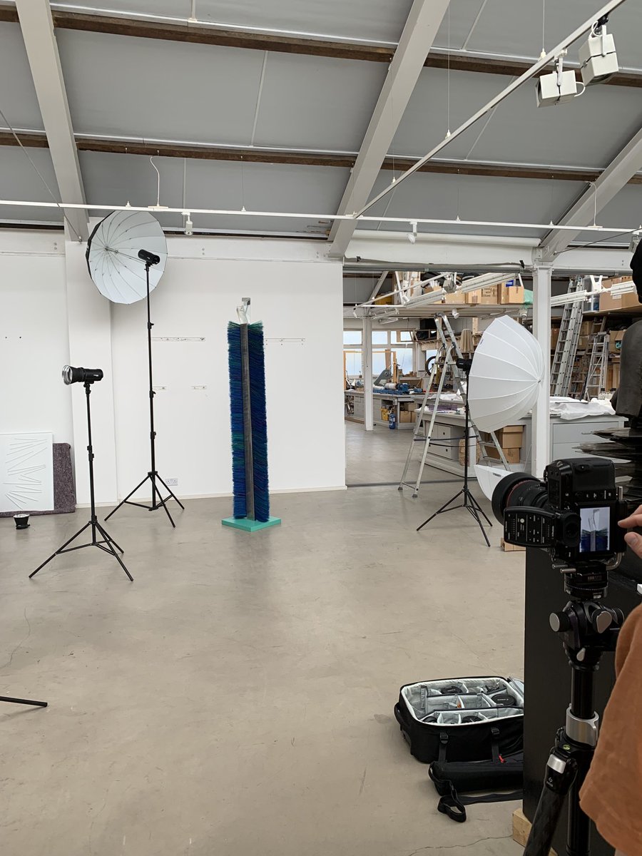 A photographic session with ⁦⁦#Lewis Ronald⁩. Blue Winged a double prism headed new work turns out to be a hard one to capture.