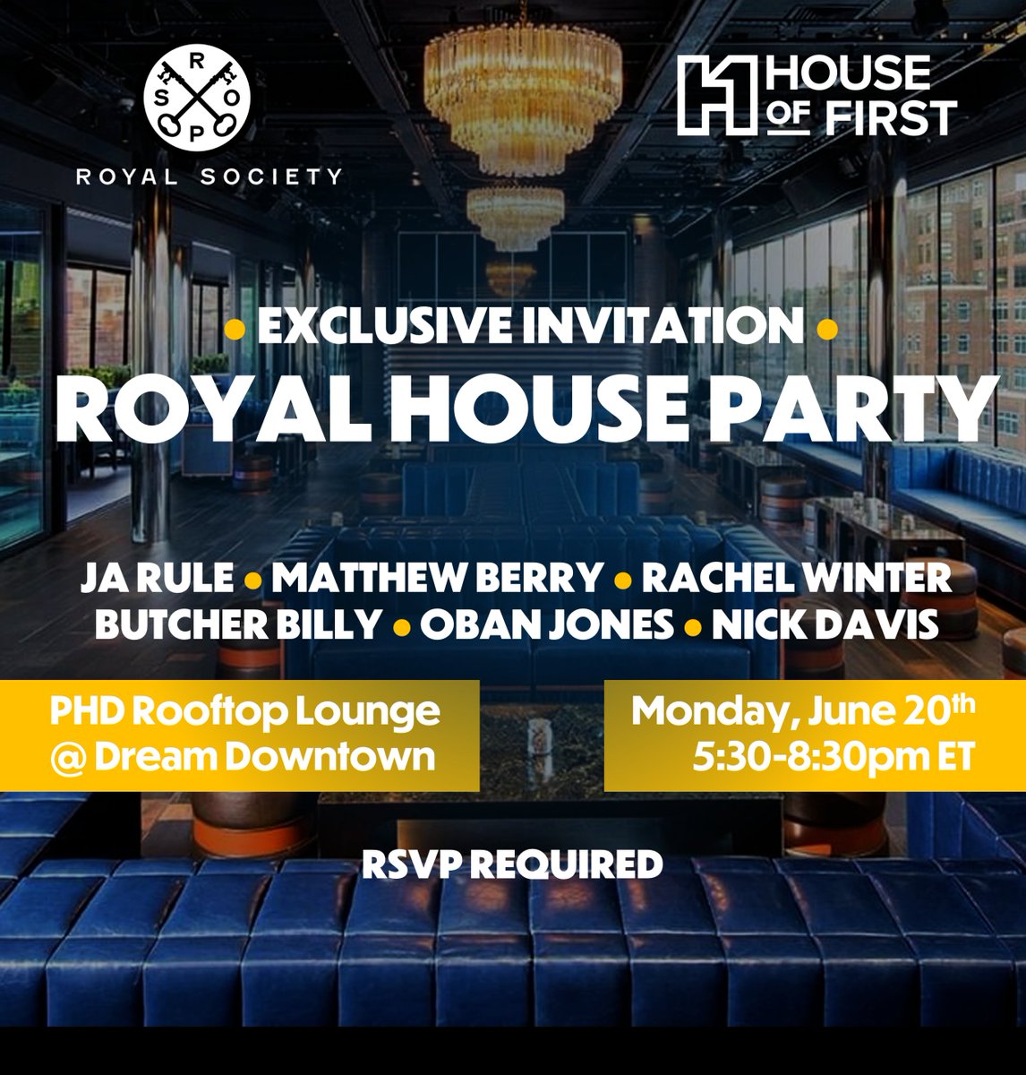 Join us at NFT.NYC on Mon, June 20th for an evening of networking, entertainment &amp; fun w/ complimentary cocktails, food, an amazing DJ, stunning NYC views, special acts &amp; beautiful art on display at 
<a href="/PhDRooftopNY/">PHD Rooftop Lounge</a>! 🥂

RSVP via <a href="/nftaccess_/">NFT access</a>: nftaccess.app/event/royal-so…