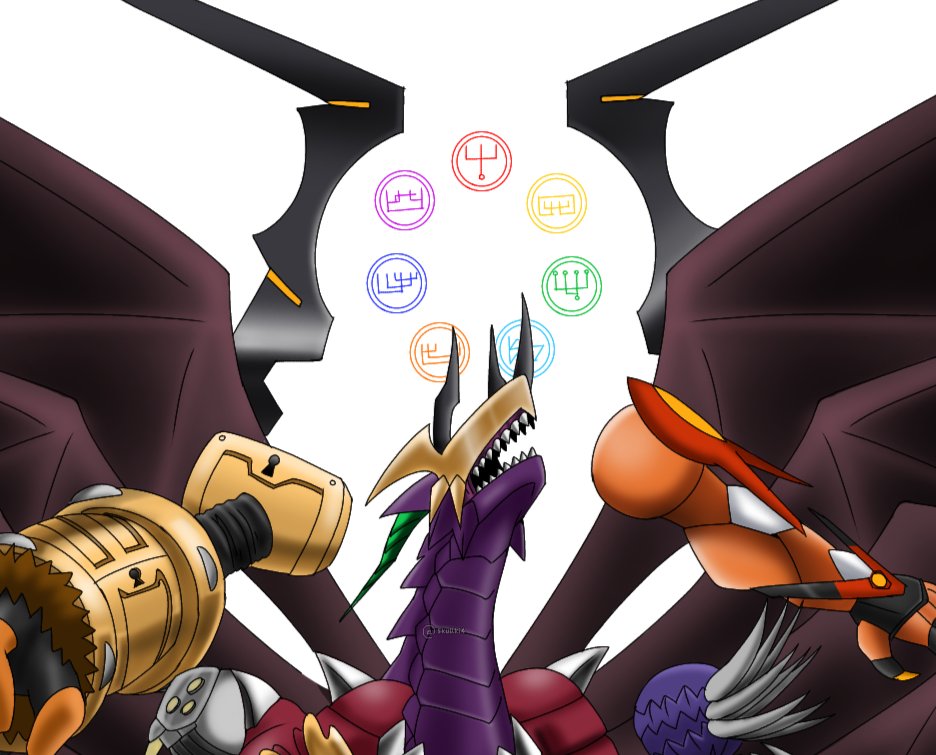 skullki4's tweet image. MaoShogumon #commission for @Alecmorris30

 #jogress .A fusion of GrandGeneramon, Lucemon Satan Mode and Ogudomon
#digimon #digitalmonster #fakemon #commissionsopen