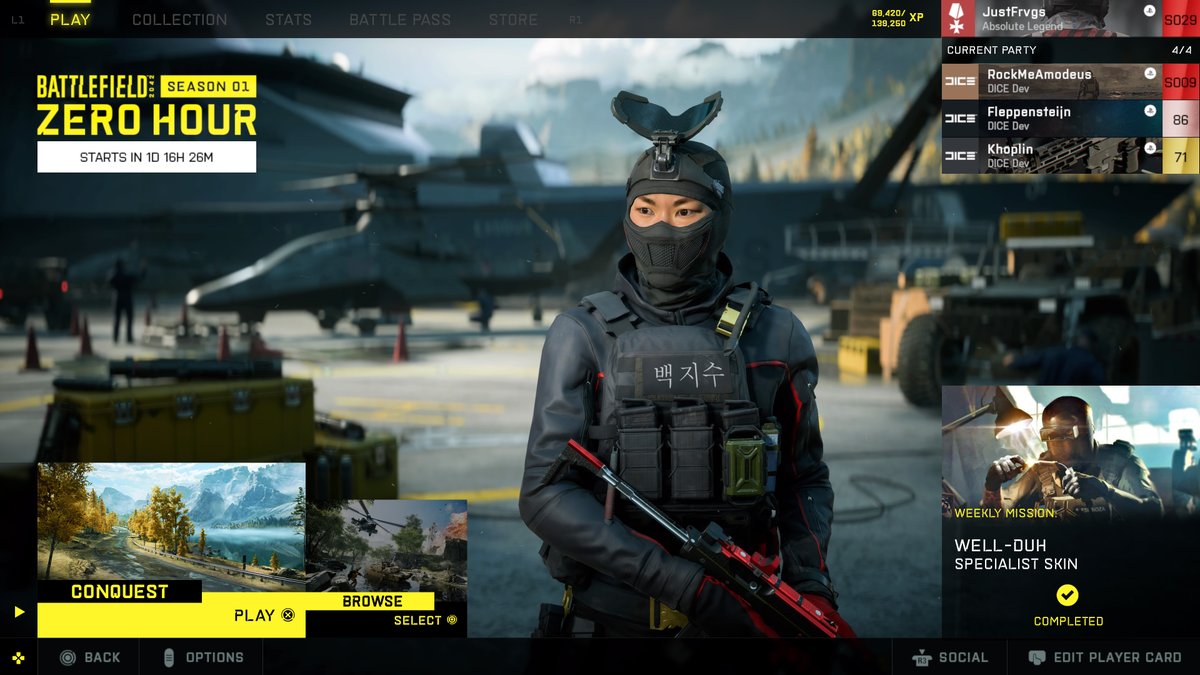 JustFrags's tweet photo. Battlefield 2042's Season 1 update "ZERO HOUR" is looking good so far along with the recent patch.

The new map looks chaotic and full of shenanigans!

One thing I would love to see is the UI shift with each season's colour scheme. 

#Battlefield2042 #Battlefield @Battlefield https://t.co/rkmB9Q748H