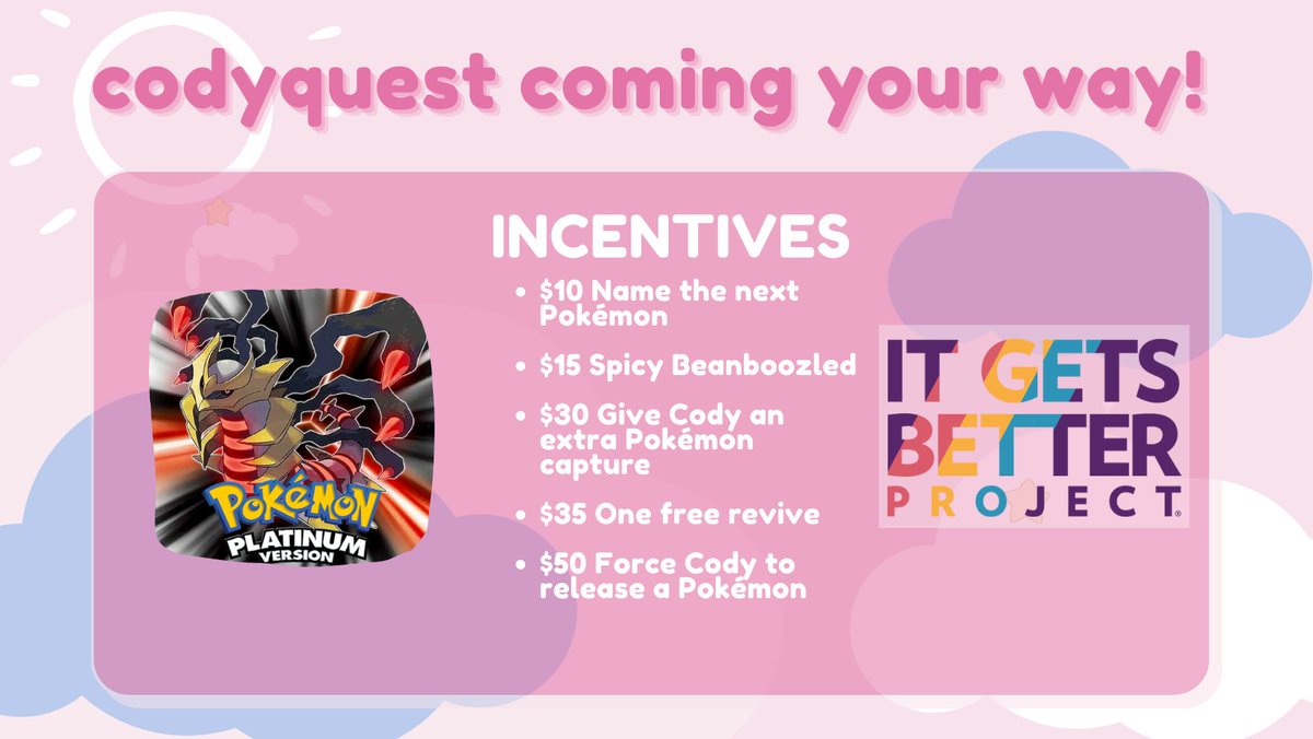 shadocoon's tweet photo. see y'all in an hour!! let's raise some money to support queer youth and have a very not stressful time with the comeback of our nuzlocke!! #IGBPride
๐donate: https://t.co/POx3D5kQeZ https://t.co/lFC79Gl9SD