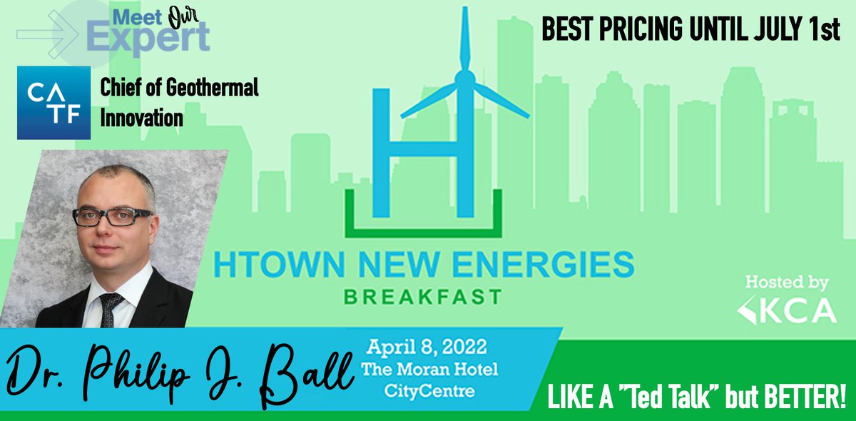 EnergyBreakfast's tweet photo. #SPEAKER REVEAL for the September 16, 2022 Htown New Energies Breakfast!

INTRODUCING, Philip J. Ball, PhD, MBA, Chief of Geothermal Innovation @cleanaircatf 

#DECARBONIZING the #ENERGY System 

Best Pricing NOW: https://t.co/4ag2EmdHGP https://t.co/rlQlIYmU7c