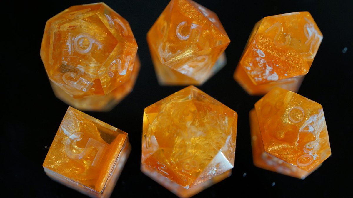 Demisediceco's tweet photo. Do dice count as payment when they look like they are made of fire opals? Asking for a friend who bought too many miniatures this weekend. 👀

#dungeonsanddragons #dnd #ttrpg #pathfinder #EXUCalamity https://t.co/dJsPnqiubt