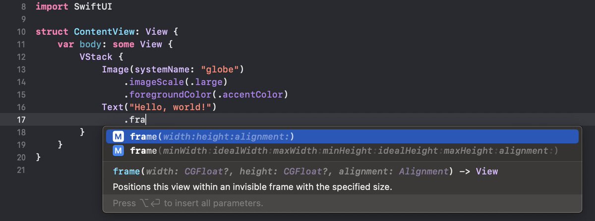 AsceticMonk's tweet image. In Xcode 14, auto-completion renders parameters with default values using italic font. #WWDC22 #Xcode14