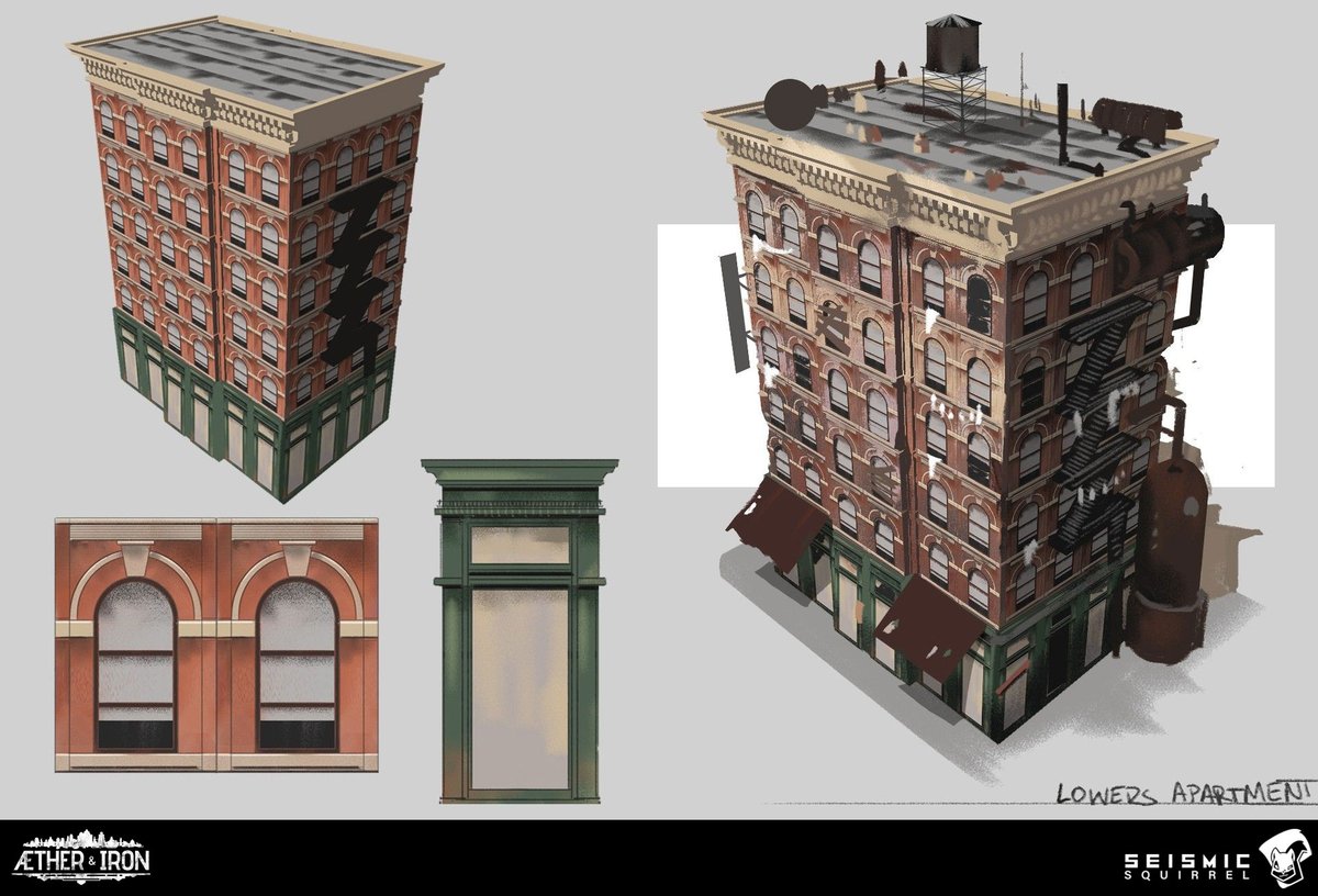 AETHER &amp; IRON CONCEPT ART: Lowers Apartment

The Lowers are marked with a very industrial architectural style, reminiscent of the turn of the last century. Not shiny like the Uppers or Heights, but still home for the city's working class.

See more here: seismicsquirrel.com/aether-and-iron