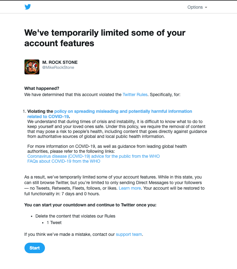 MikeRockStone1's tweet photo. @r_e_n_e_e_l_y_n you probably didn't see my reply to your tweet because it earned me a 7 day ban. 

I guess that means we're #overthetarget. So be it. https://t.co/jmxH6fIAqU