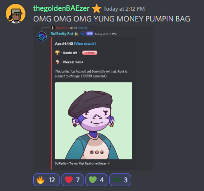 yungmoneylabs's tweet photo. ~ Yung Money 🤝 @justape_  ~

Who's still sleeping on us 💤🤣

#solana #solananfts #ontop https://t.co/jdelj0DeSj