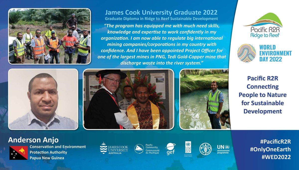 PacificR2R's tweet photo. Happy #worldoceansday2022! We continue to celebrate our regional champions + recent @jcu graduates who safeguard their finite resources from Ridge to Reef 🎓 🎉 🌎  #OnlyOneEarth #OneOcean #OneClimate #OneFuture  

Read more ➡️https://t.co/RKQeRLGF4F https://t.co/LJqVCuIii3 https://t.co/PZDH3pQnMS
