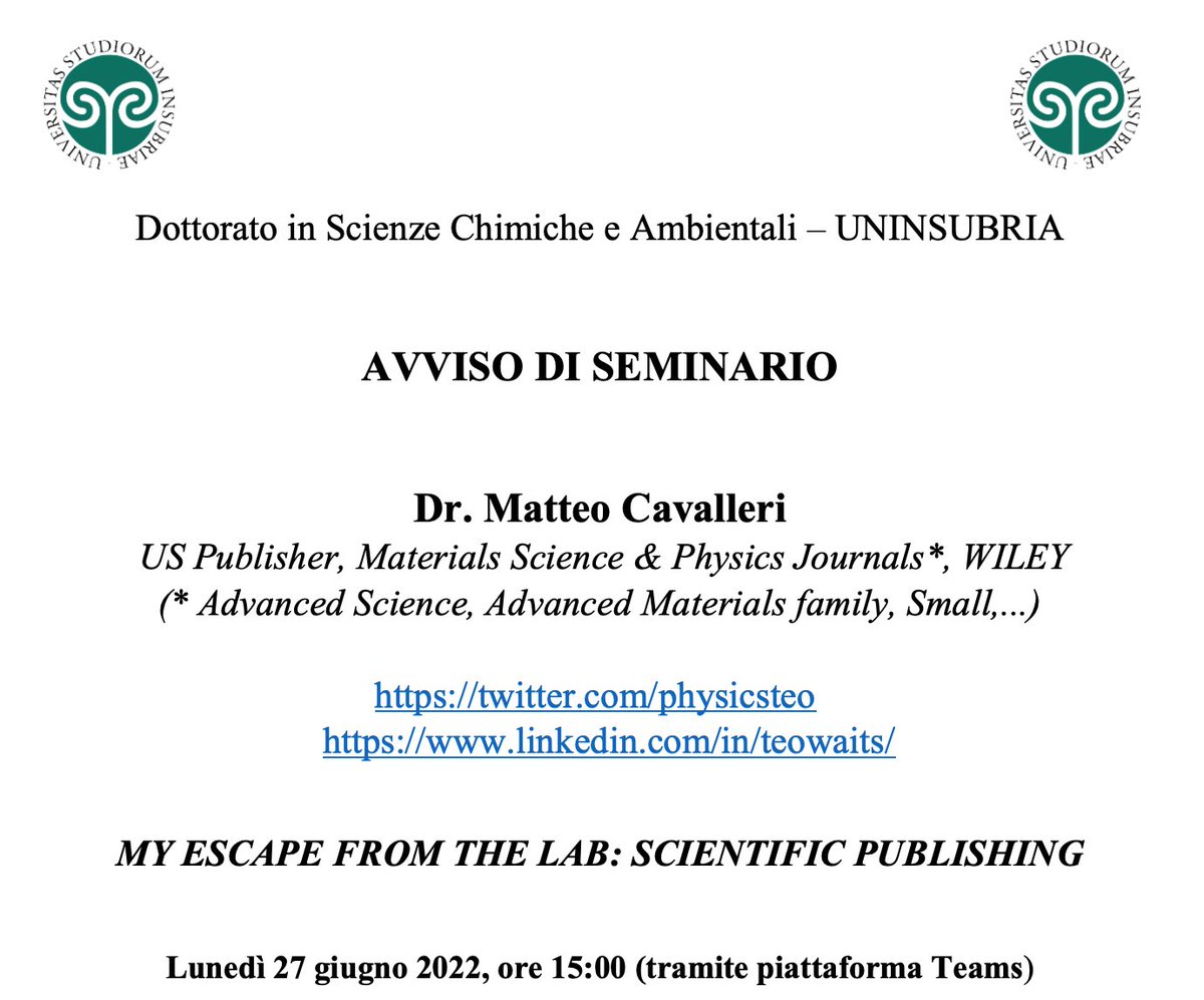 @physicsteo .bsky.social (he/him/Dr) (@physicsteo) on Twitter photo Honored to come back home (virtually) to where it al began: The Chemistry Dept. at <a href="/Uni_Insubria/">Uninsubria</a> in Como🇮🇹.
Thanks <a href="/fe_ga_to/">Ettore Fois</a> & <a href="/BL76276/">Molecular Dreams</a> for the kind invitation! Honored to come back home (virtually) to where it al began: The Chemistry Dept. at <a href="/Uni_Insubria/">Uninsubria</a> in Como🇮🇹.
Thanks <a href="/fe_ga_to/">Ettore Fois</a> & <a href="/BL76276/">Molecular Dreams</a> for the kind invitation!
