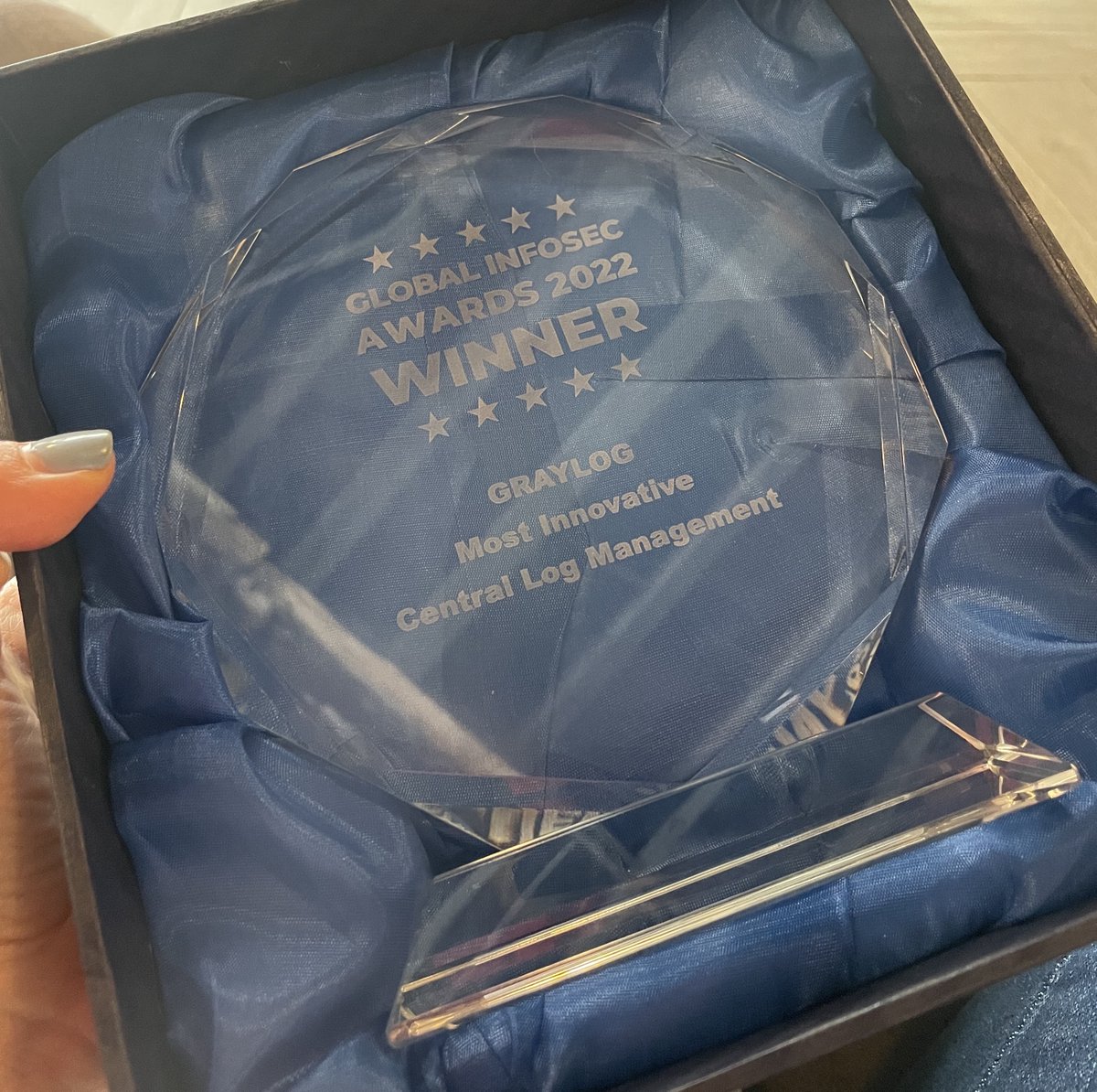 graylog2's tweet photo. We're proud to accept the Most Innovative Central #LogManagement award from @CyberDefenseMag @RSAConference today! Had a great time toasting #Graylog's success in this 10th Annual #GlobalInfoSecAwards event. https://t.co/Fr2xYEfZDG #RSAC2022 #cybersecurity #InfoSec2022 #RSAC https://t.co/90bE8PVHeG