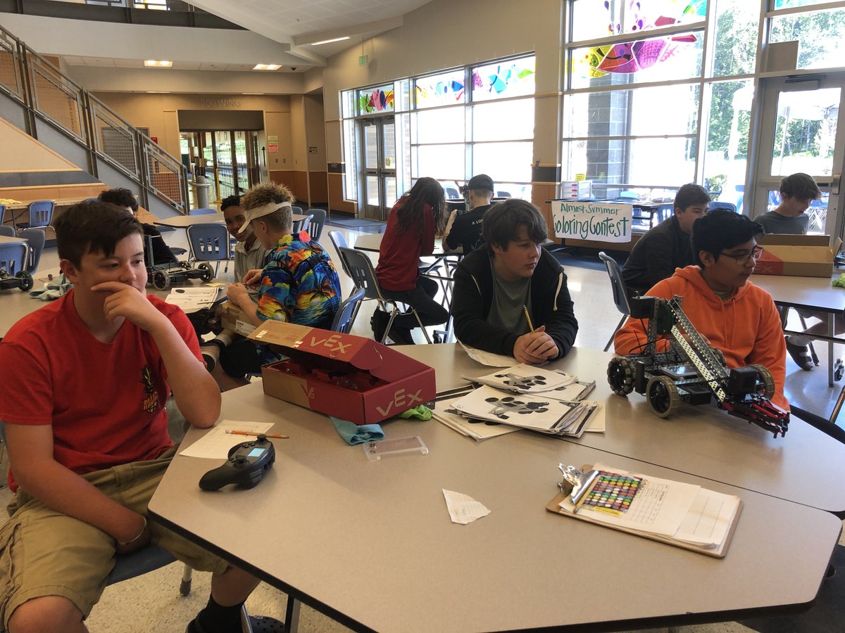LMShawkPRIDE's tweet photo. Mr. Losinski’s Automation &amp; Robotics classes are taking over the halls and commons this week as their robots compete with one another. They’re impressive! https://t.co/625hiR9PbT