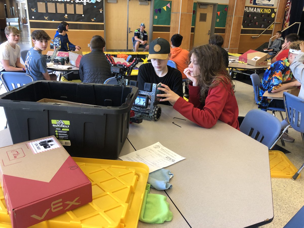 LMShawkPRIDE's tweet photo. Mr. Losinski’s Automation &amp; Robotics classes are taking over the halls and commons this week as their robots compete with one another. They’re impressive! https://t.co/625hiR9PbT