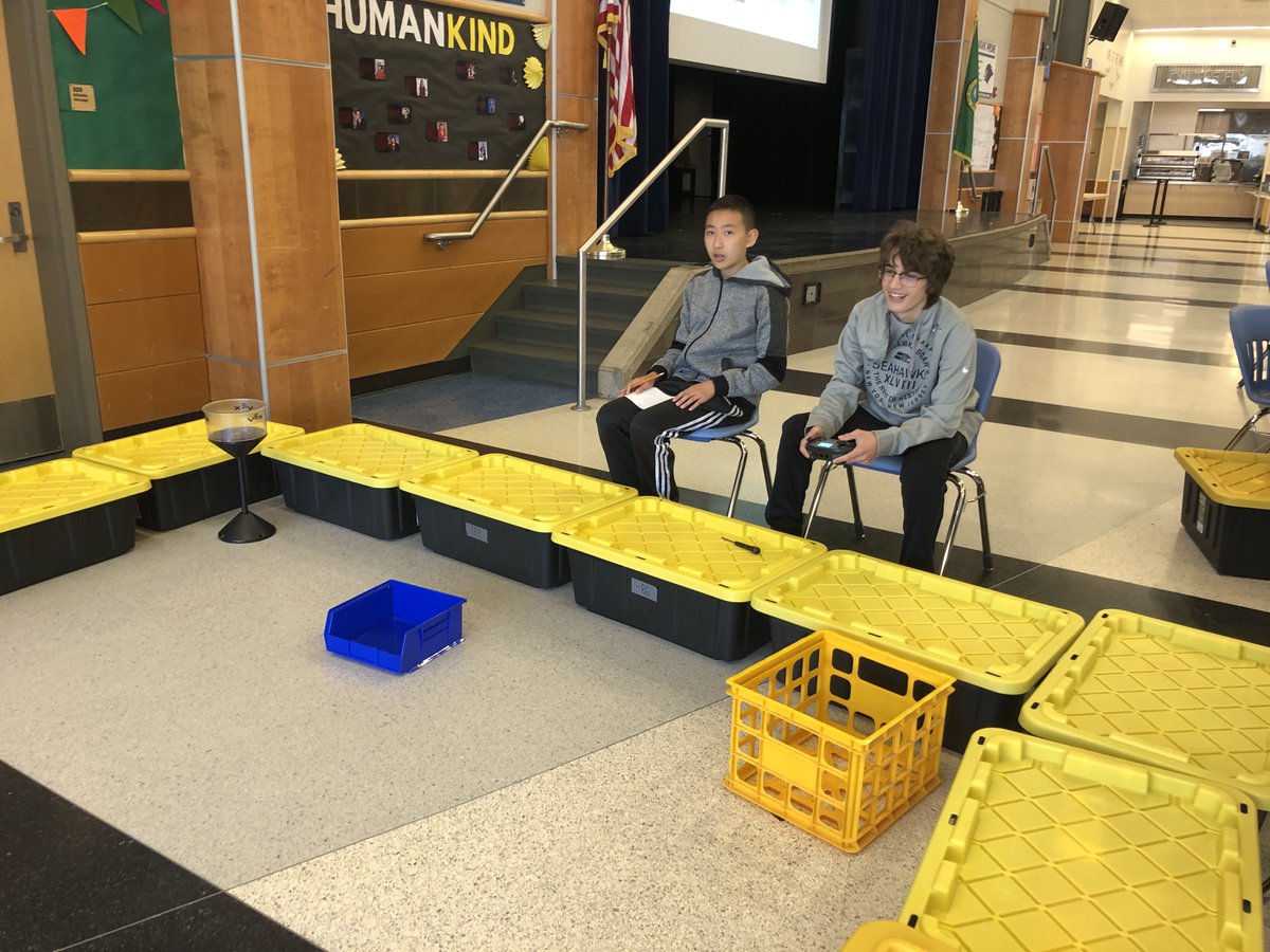 LMShawkPRIDE's tweet photo. Mr. Losinski’s Automation &amp; Robotics classes are taking over the halls and commons this week as their robots compete with one another. They’re impressive! https://t.co/625hiR9PbT