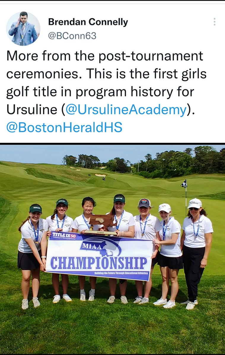 The Ursuline Girls Golf team won the State Championship, for the first time in Ursuline Academy's history! So happy for this group of girls. They made history. 🏆💪🏻 
#UABears #UAGolf