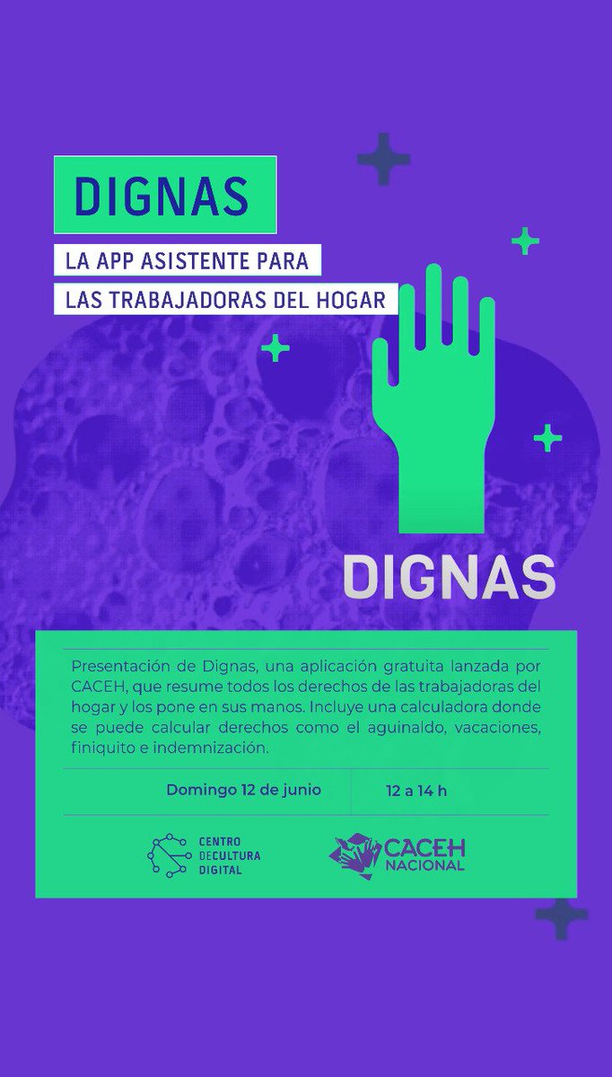 CACEHNACIONAL's tweet photo. 📍Este 12 de Junio es la presentación d nuestra app gratuita #Dignas en el @CCDmx, el asistente virtual para las personas #TrabajadorasDelHogar en 🇲🇽
Con el apoyo d @CARE @CumminsdeMexico
@ICarelac #Afic_Cummins
𝗙𝗮𝗹𝘁𝗮𝗻 5️⃣ 𝗱𝗶́𝗮𝘀
#DignasApp
@TrabajoCDMX @Luis_diazdeleon https://t.co/nyTtIAwKC6