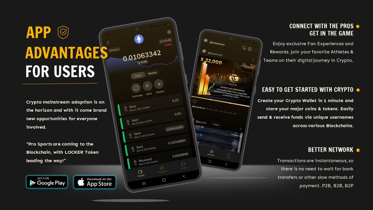 Download the #LOCKER App to easily get started with Crypto and connect with Professional Athletes &amp; Teams.📲🪙

To learn more about Crypto in Pro Sports visit: locker-token.com

#DAO #ETH #BTC #BNB #DeFi #crypto #NFTCommunity #Uniswap #DEX