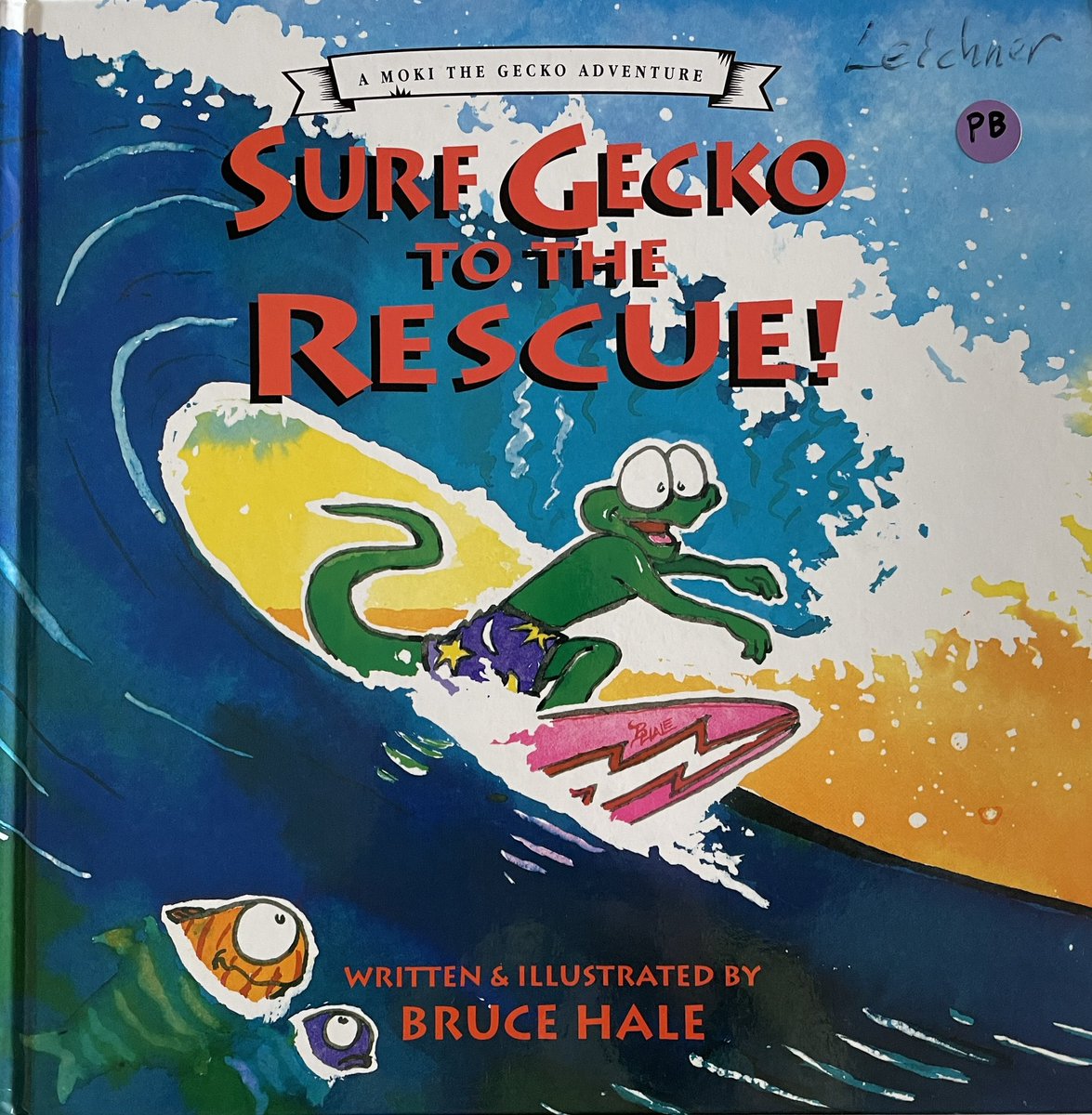 LibraryKirkL's tweet photo. Before #ClarktheShark, @storyguy1 gave us Moki the #Surf Gecko. Great lessons about taking care of our planet and oceans. #bookaday @FISSharks #FISlearns https://t.co/XefuAVpYbG
