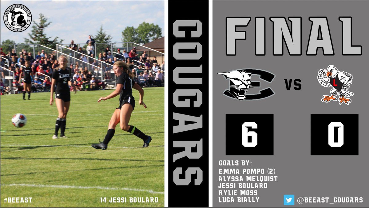BeEast_Cougars's tweet photo. REGIONALS | The Lady Cougs advance. They will move on to the Regional Final on Thursday at 6pm! 

Final from @FentonAD: 
South Lyon East: 6
Linden: 0 

Goals by Jessi Boulard, Riley Moss, Luca Bially in the second half! 

#BeEAST | @LakesVC https://t.co/GOo5OHxB75