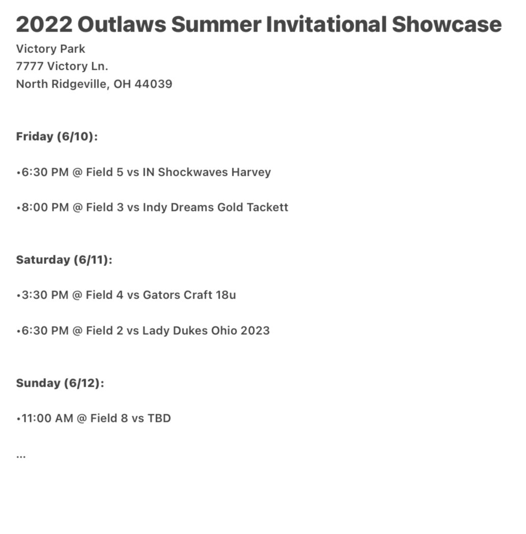 OHOutlawsYoung's tweet photo. So pumped for our first tourney of the summer! This wknd we r playing in Outlaws Summer Invitational Showcase 😁 Let’s get it girls!! #outlawstrong https://t.co/Rkl6MqjJnV