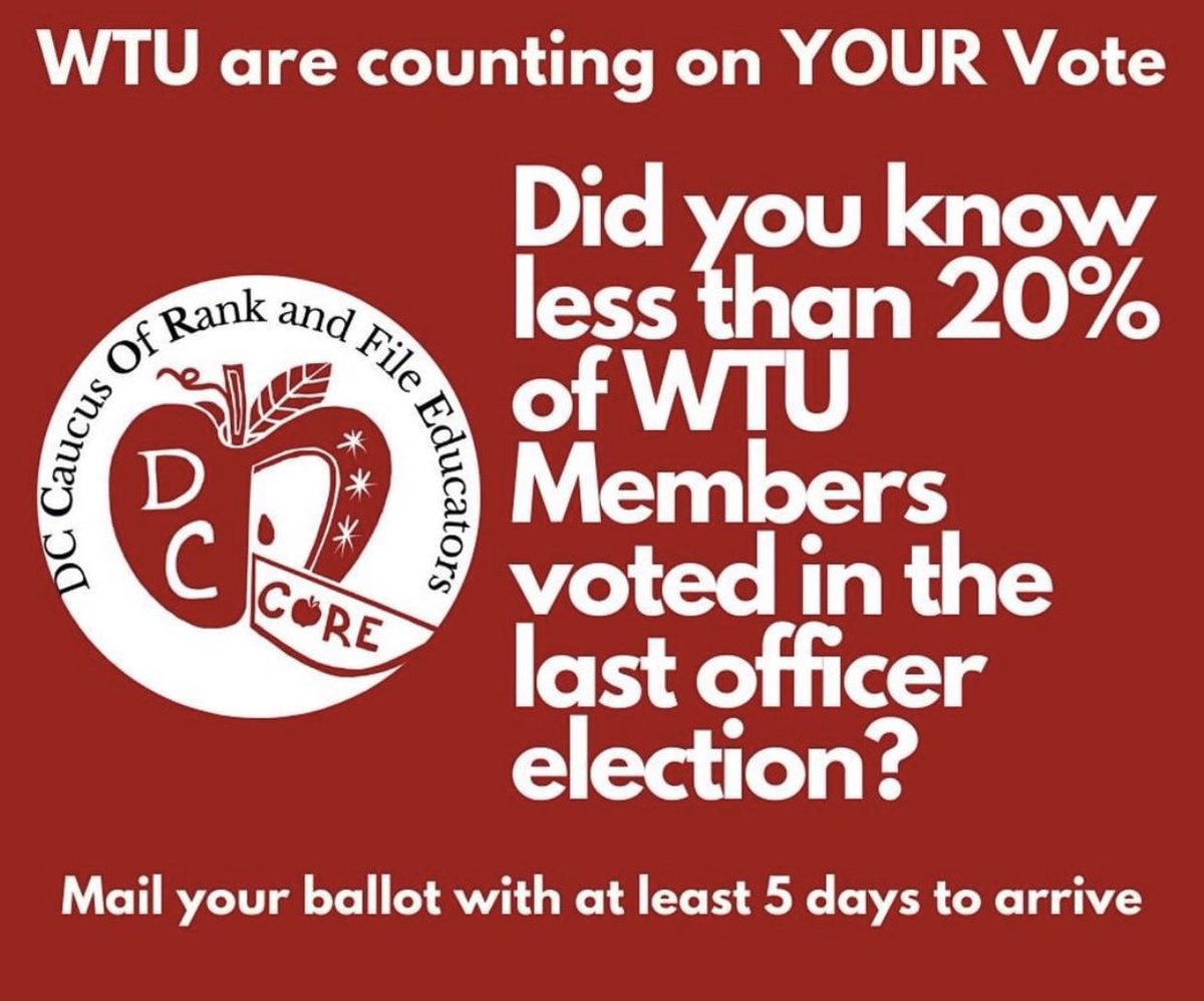 DavidIfill2's tweet photo. Come on DC Teachers, Let’s change this statistic. WTU ballots are coming soon. Make sure you vote so we can be a Democratic Union ✊🏾 PLEASE SHARE #dcteachers #dcps #wtu #UnitySlate @DC_CORE https://t.co/K48PIPoh4R